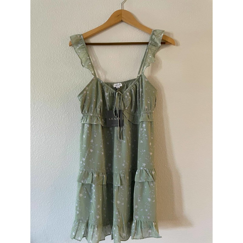Le Lis Collection Size M Floral Tiered Ruffle Mini Dress Flutter Strap‎ Boho NWT